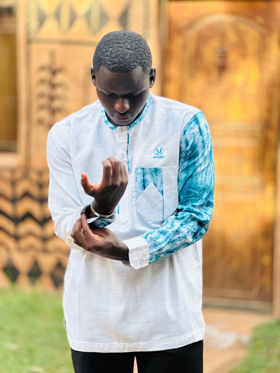 Chemise manches longues en lin et pagne teinté